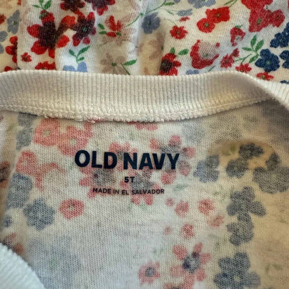 Old Navy Girls Floral Cotton Dress - Red & Blue Flowers on White 5T - Picture 3 of 4